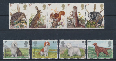 ANGLIA-1977 si 1978-streif animale si serie de 4 timbre caini foto