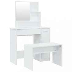 Set masuta de toaleta, alb extralucios, 86,5x35x136 cm