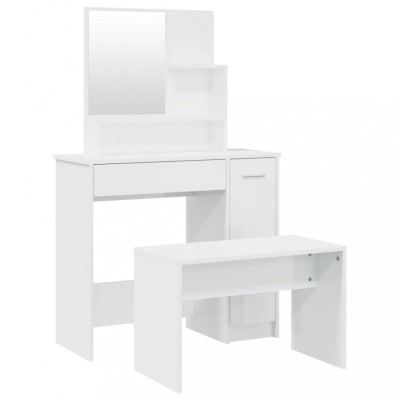 Set masuta de toaleta, alb extralucios, 86,5x35x136 cm foto