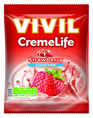 Bomboane cremoase Vivil Creme Life Capsuni fara zahar - 60 g foto