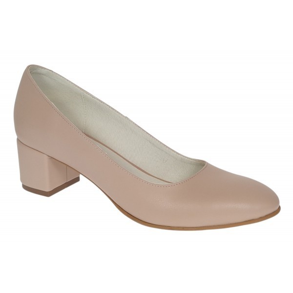 Pantofi eleganti dama din piele naturala Nude Box, toc 5 cm - NA73NUDE