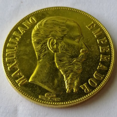 Replică după moneda de aur 20 pesos 1866