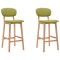 Scaune de bar, 2 buc., verde, material textil - 1