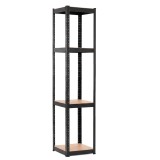 Raft metalic de depozitare cu 4 polite reglabile din MDF, 400 kg, negru