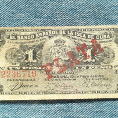 1 Peso 1896 Cuba stampila PLATA