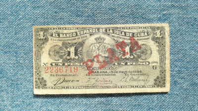 1 Peso 1896 Cuba stampila PLATA foto