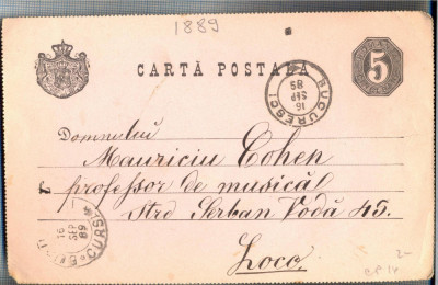 AX 162 CP VECHE -DOMNULUI MAURICIU COHEN (MUZICIAN) -BUCURESTI -CIRC. 1889 foto