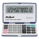 Calculator de buzunar Rebel, 12 cifre, pliabil, functie stergere, numere negative, Grand Total, memorie, Albastru