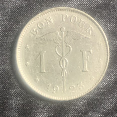 Moneda 1 franc 1923 Belgia