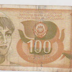 BANCNOTA 100 DINARI 1 III 1990 JUGOSLAVIA