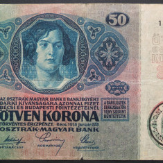 Bancnota istorica 50 COROANE - ROMANIA (AUSTRO-UNGARIA), anul 1914 * cod 100 RAR