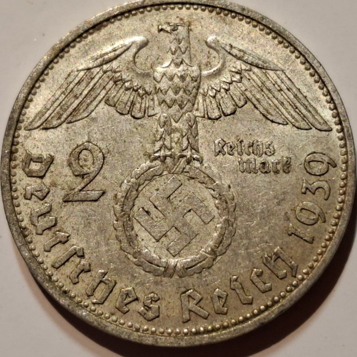 Germania Nazista 2 reichsmark 1939 B argint