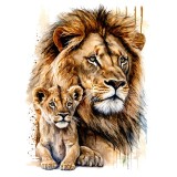 Sticker decorativ, Leu, Portocaliu, 77 cm, 1213STK-1