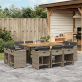 vidaXL Set mobilier de grădină cu perne, 11 piese, gri, poliratan 3211214