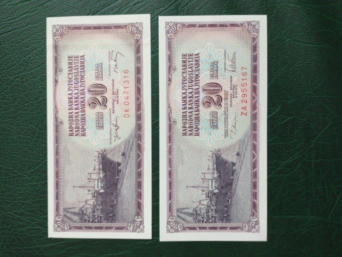 IUGOSLAVIA 20 DINARI 1974 si 1978 serie Z replacement UNC