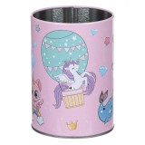 Suport Pixuri Metalic, Model Unicorn, Roz, Diametru 8x10cm, Oem