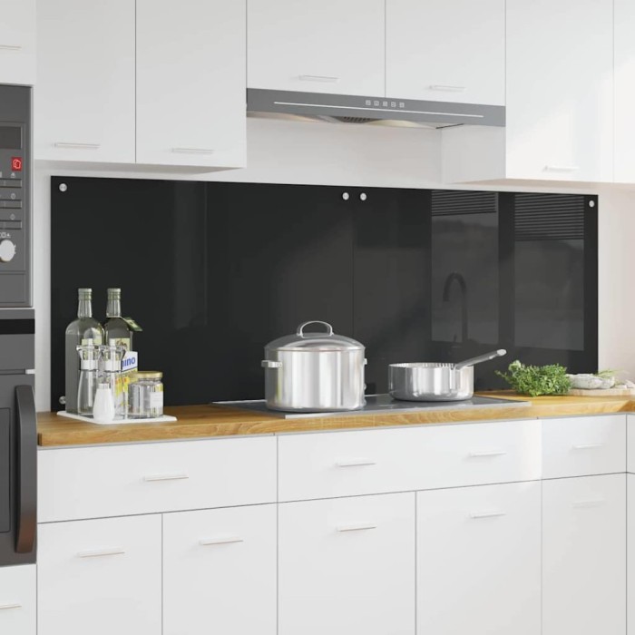 vidaXL Spate de bucătărie Negru 90 x 60 cm sticlă securizată 3415550