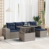 Gossi set mobilier gradina cu perne 6 piese gri poliratan/lemn acacia