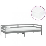 Cumpara ieftin Pat de zi cu saltea, gri, 90x200 cm, lemn masiv de pin