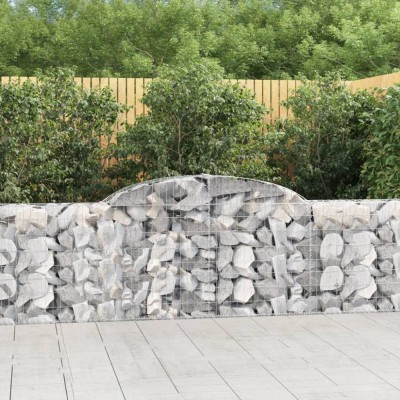 vidaXL Coșuri gabion arcuite 3 buc., 300x30x80/100 cm, fier galvanizat 3146504 foto