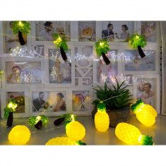 Instalatie de Craciun, Flippy®, Tip Sir cu Baterii, 1.5 m, 10 LED-uri, Model Ananas, Galben