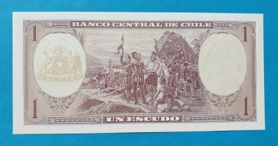 1 Escudo - Bancnota Chile - piesa SUPERBA - UNC foto