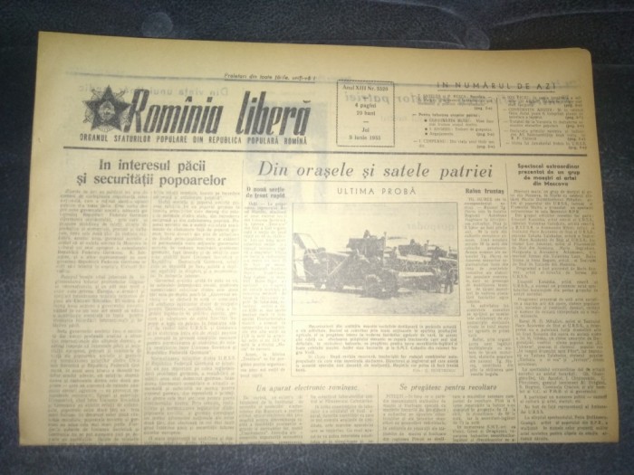 ZIARUL ROMANIA LIBERA 9 IUNIE 1955