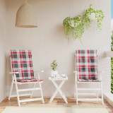 Perne scaun spatar &icirc;nalt 2 buc. rosu carouri 120x50x3 cm textil GartenMobel Dekor, vidaXL