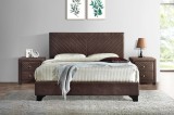 Pat Tapitat Kring 160x200 cm, cadru din lemn cu somiera fixa, Culoare Maro