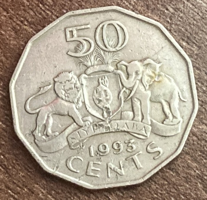 C50 - Moneda foarte veche - Swaziland - 50 centi - 1993