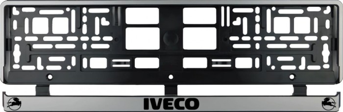 Set 2 bucati, suport numar inmatriculare argintiu Iveco