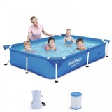 Piscina rectangulara BESTWAY Steel Pro Frame cu filtru + pompa 221x150x43cm Performance AutoTuning