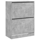Dulap de pantofi 2 sertare rabatabile, gri beton, 80x42x108 cm
