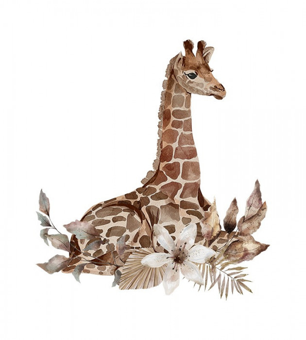 Sticker decorativ Girafa, Portocaliu, 55 cm, 5824ST