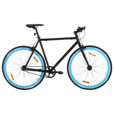 vidaXL Bicicletă cu angrenaj fix, negru și albastru, 700c, 59 cm foto