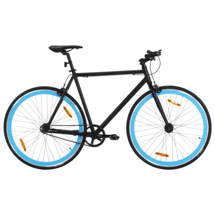 Bicicleta cu angrenaj fix, negru si albastru, 700c, 59 cm