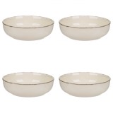 Set farfurii 4 piese, ceramica, bej, diametru 20 cm, stil Nordic