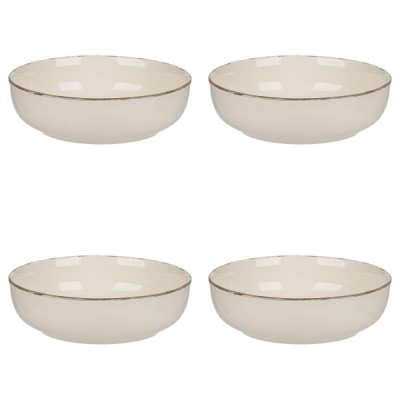 Set farfurii 4 piese, ceramica, bej, diametru 20 cm, stil Nordic foto