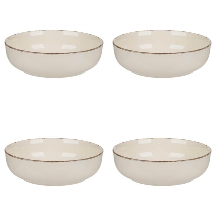 Set farfurii 4 piese, ceramica, bej, diametru 20 cm, stil Nordic