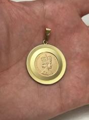 PANDANTIV AUR 14K + Moneda aur 22K - Elisabeth II - Aurum Semper - Vintage - 14g
