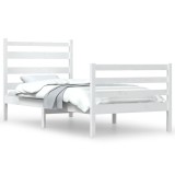 Cumpara ieftin Cadru de pat, alb, 100x200 cm, lemn masiv de pin