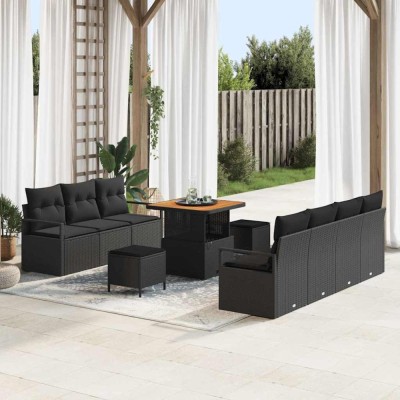 vidaXL Set de canapele pentru grădină 10 pcs Negru 80 x 80 x 71 cm 3364434 foto