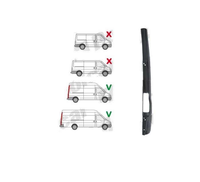 Stalp spate FORD TRANSIT (V184/5), 05.2000-04.2006; TRANSIT/TOURNEO (V347/8), 05.2006-04.2013, partea dreapta, metal galvanizat; versiune cu acoperis