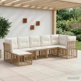 Cumpara ieftin Set de canapele de exterior 7 buc. 7-Locuri natural Poliester