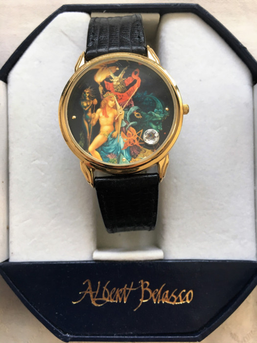 Ceas - Albert Belasco - poleit cu aur + cristal de munte - zodiac - Capricorn