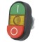 Comutator dublu 22mm verde-roșu IP66