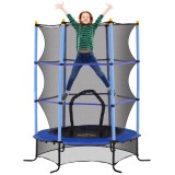 HOMCOM Trambulină Elastică pentru Copii cu Plasă de Siguranță, Suprafață Elastică și Țevi Capitonate, &Oslash;163x190 cm, Albastru | Aosom Romania
