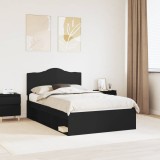 Cumpara ieftin Cadru de pat cu headboard Negru 120 x 200 cm Lemn de pin masiv