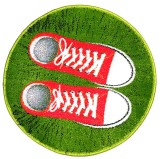 Cumpara ieftin Covor Rotund Camera Copii Model Sneakers 11169-130, Marime 67 x 67 cm, Verde, Inaltime Fir 9 mm, Antialergic, Polipropilena, Gradinita, Cresa, Loc de