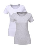 Cumpara ieftin Set 2 tricouri cu maneca scurta pentru femei LiKing, alb+gri, M - OUTLET